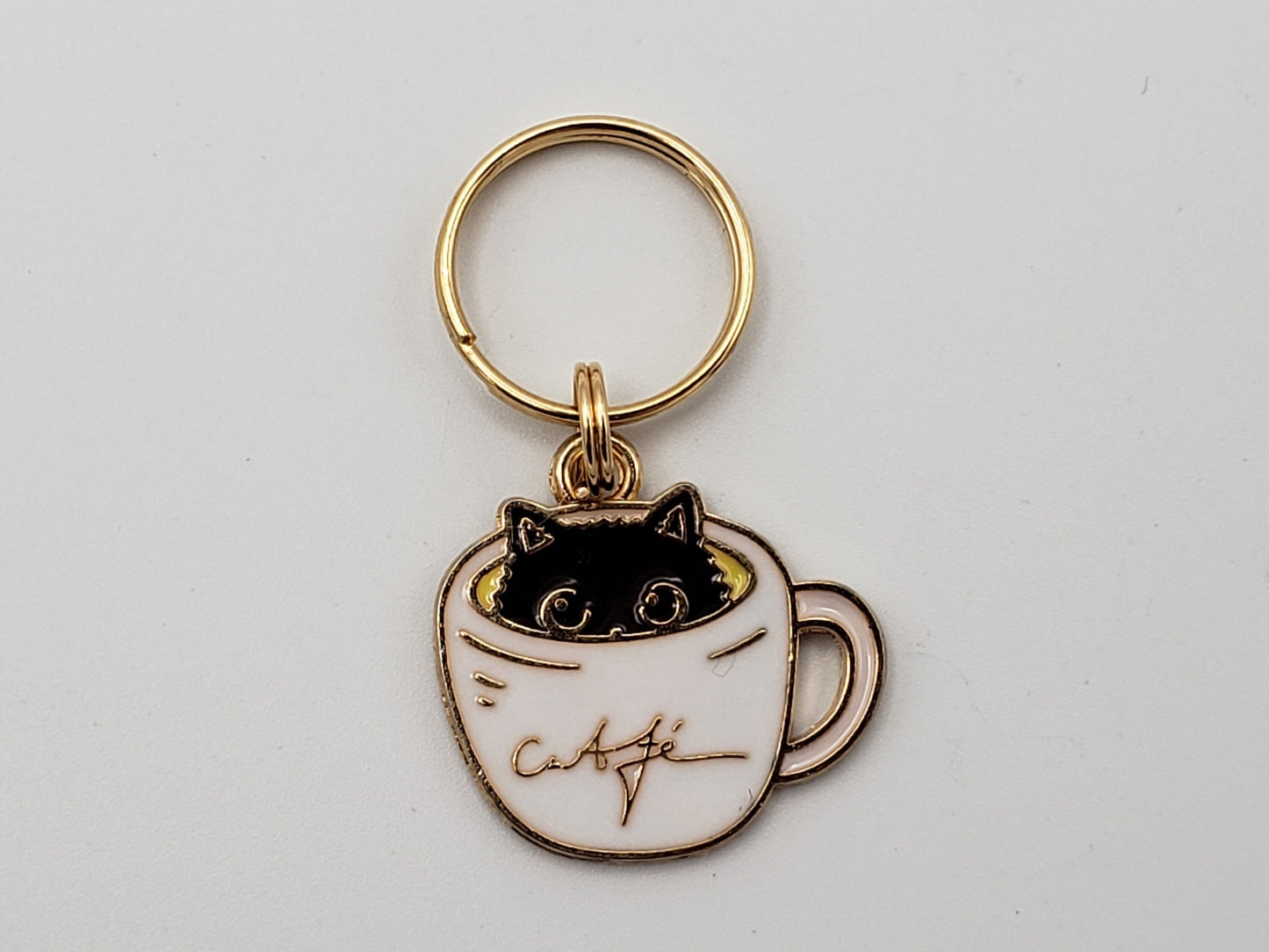 Cat Stitch Markers for Knitting, 3 pc Coffee cups | Crochet stitch marker, progress keeper, project bag charms, crochet accessory