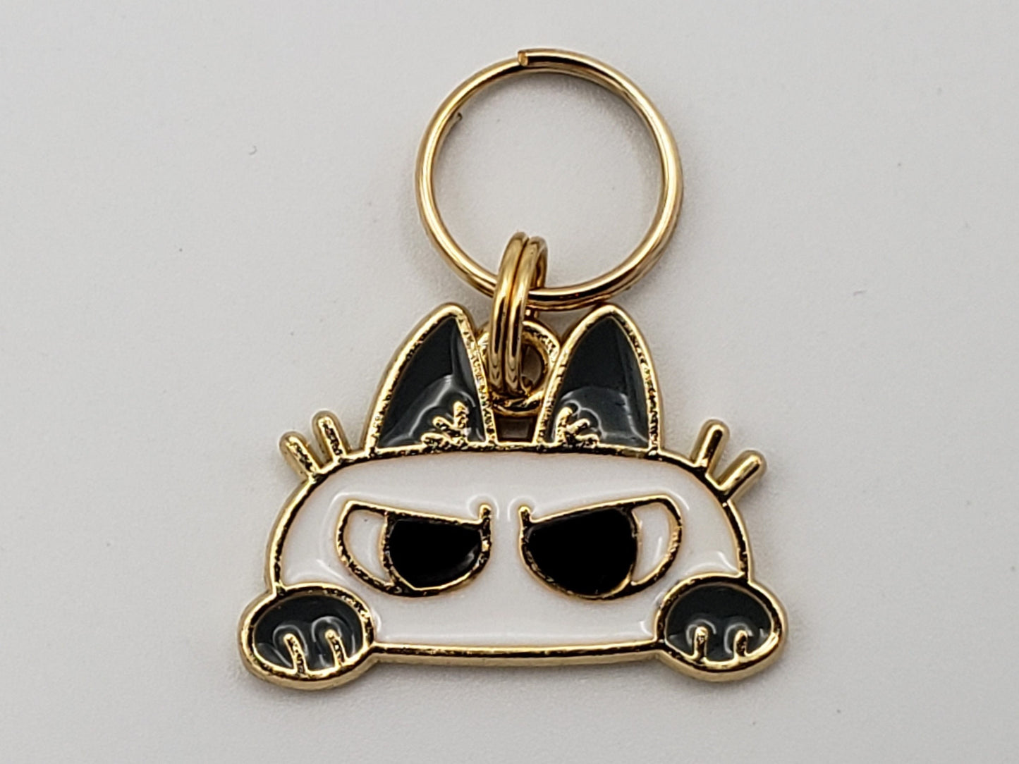 Cat Stitch Markers for Knitting, 2pc White or Brown | Crochet stitch marker, progress keeper, project bag charms, crochet accessories