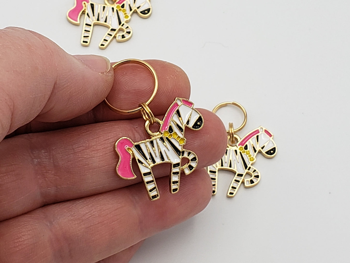 Stitch Markers for Knitting, 3 pc Dancing Zebra | Crochet stitch marker, progress keeper, project bag charms, crochet accessory