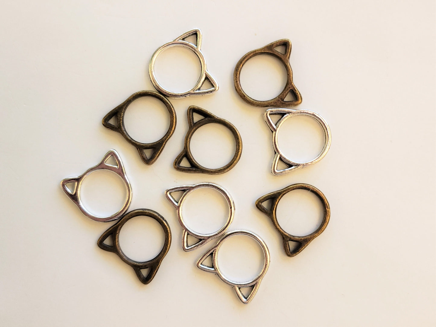 15pc Small or Medium Cat Ring Stitch Markers for Knitting, 9mm or 12mm inner diameter | closed stitch marker, knitting accessories