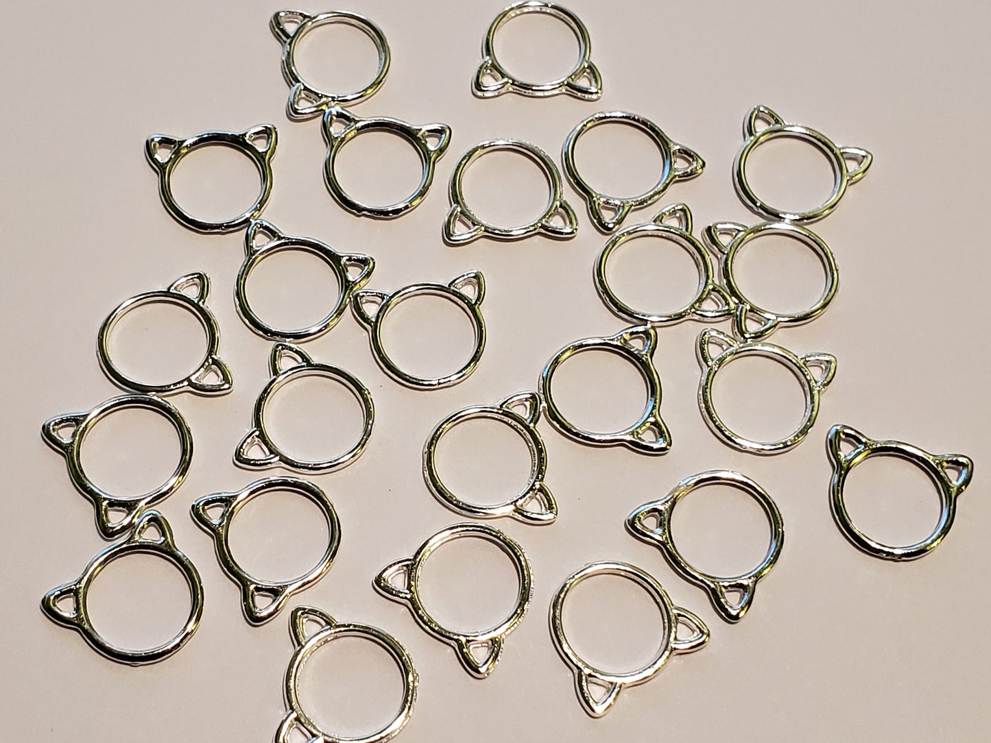 15pc Small or Medium Cat Ring Stitch Markers for Knitting, 9mm or 12mm inner diameter | closed stitch marker, knitting accessories