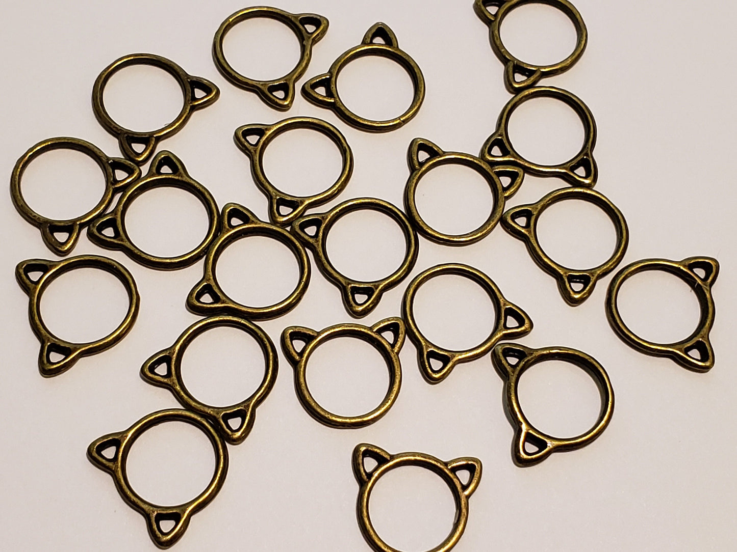 15pc Small or Medium Cat Ring Stitch Markers for Knitting, 9mm or 12mm inner diameter | closed stitch marker, knitting accessories