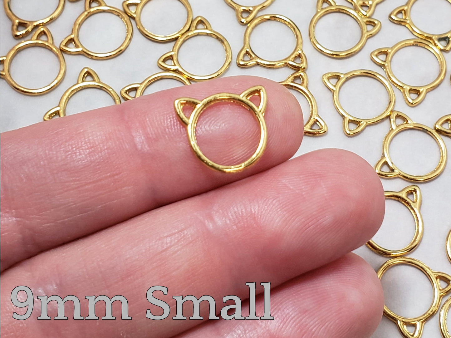 15pc Small or Medium Cat Ring Stitch Markers for Knitting, 9mm or 12mm inner diameter | closed stitch marker, knitting accessories