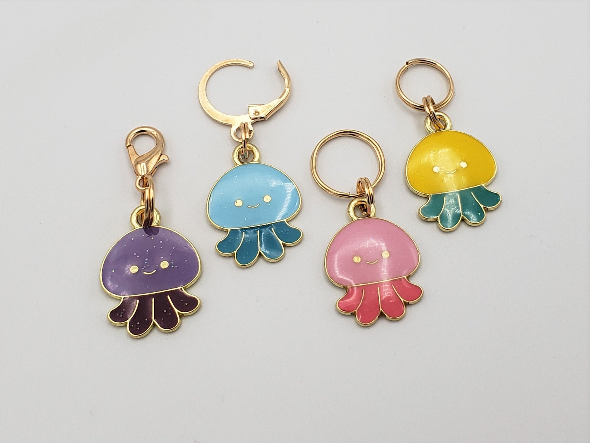 Jellyfish Stitch Markers for Knitting, 4pc | Crochet stitch marker, progress keeper, project bag charms, crochet accessory
