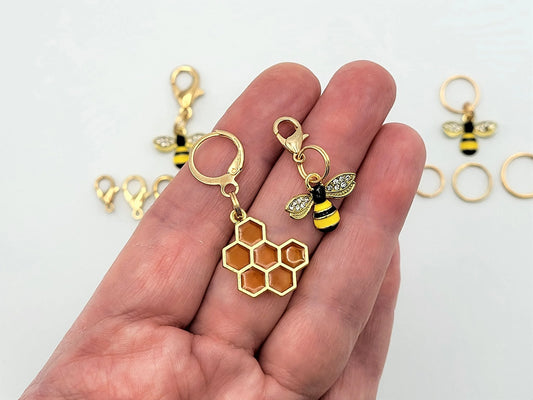 Bee Stitch Markers for Knitting 5pc | Crochet stitch marker, progress keeper, project bag charm, crochet accessory