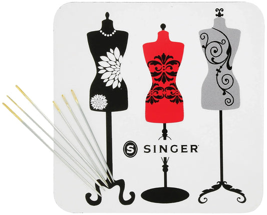 Dress form Decorative Magnet with 6 Singer Gold Eye Embroidery Needles | sewing notions