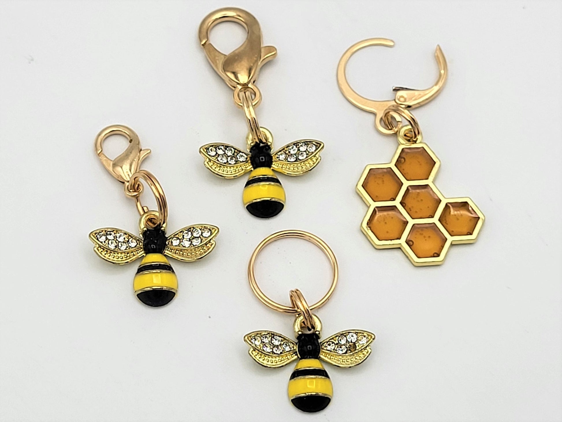 Bee Stitch Markers for Knitting 5pc | Crochet stitch marker, progress keeper, project bag charm, crochet accessory