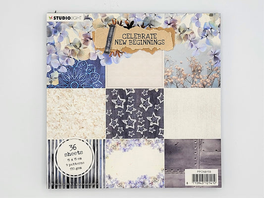 6x6" Paper Pad, Studio Light Nr. 159, Celebrate New Beginnings | Cardmaking supplies, Scrapbook paper