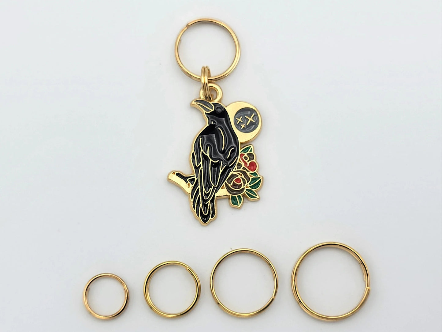 Black Raven Stitch Markers for Knitting 3pc | Crochet stitch marker, progress keeper, project bag charm, crochet accessory