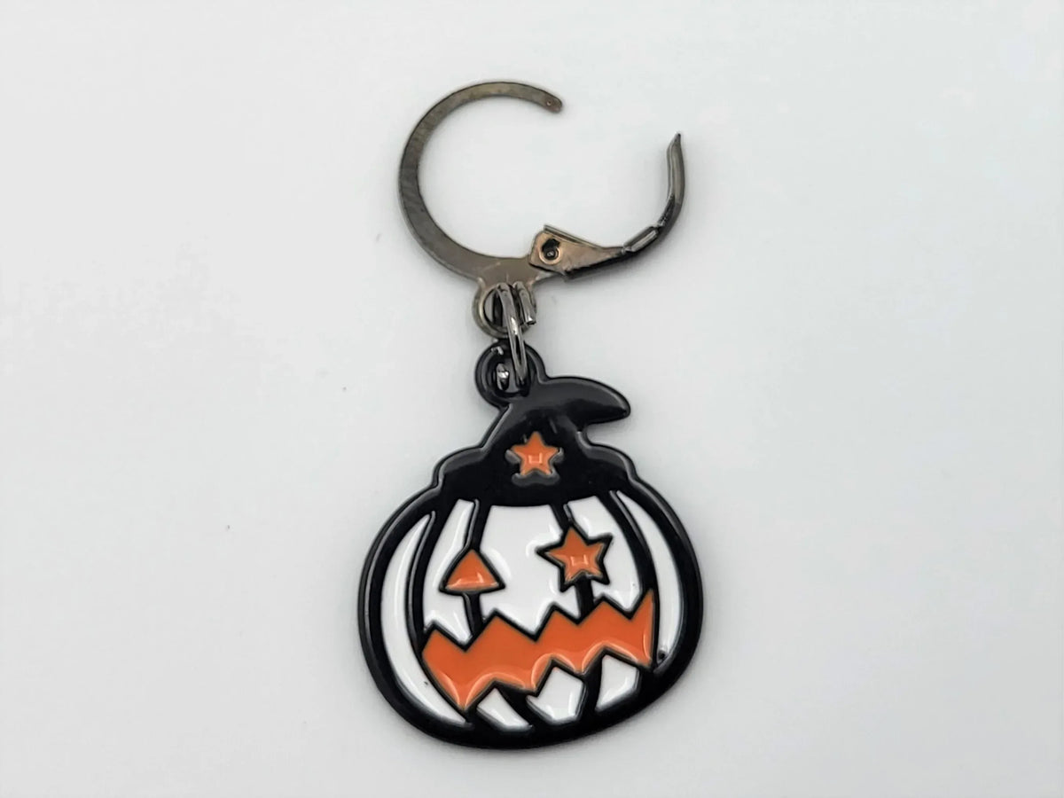 Halloween White Pumpkin Jack O' Lantern Stitch Markers for Knitting 3pc | Crochet stitch marker, project bag charm, crochet accessory