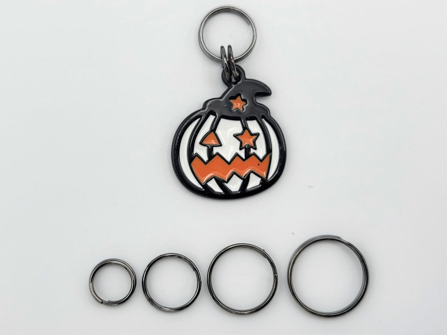 Halloween White Pumpkin Jack O' Lantern Stitch Markers for Knitting 3pc | Crochet stitch marker, project bag charm, crochet accessory