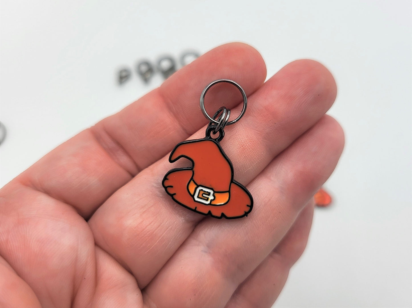 Halloween Orange Witches Hat Stitch Markers for Knitting 3pc | Crochet stitch marker, project bag charm, crochet accessory