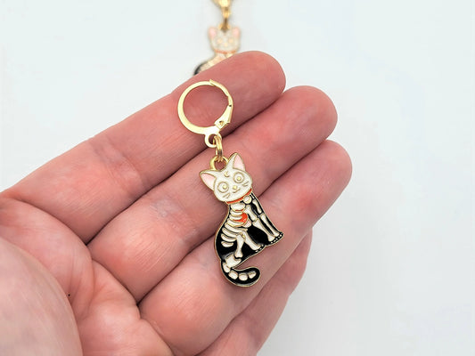 Spooky Rabbit and Cat Stitch Markers for Knitting 2pc | Crochet stitch marker, progress keeper, project bag charm, crochet accessory