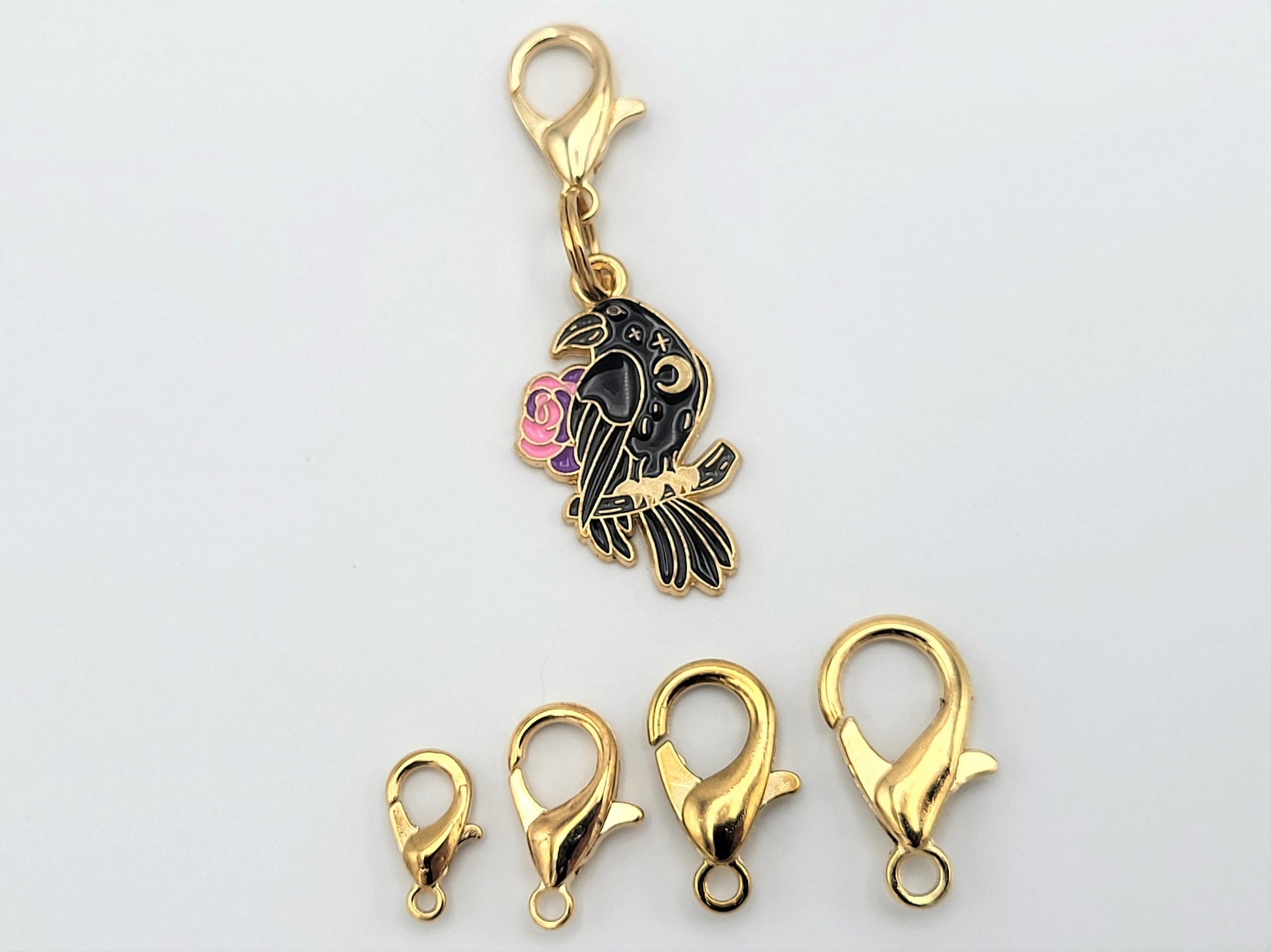 Black Raven Stitch Markers for Knitting 3pc | Crochet stitch marker, progress keeper, project bag charm, crochet accessory