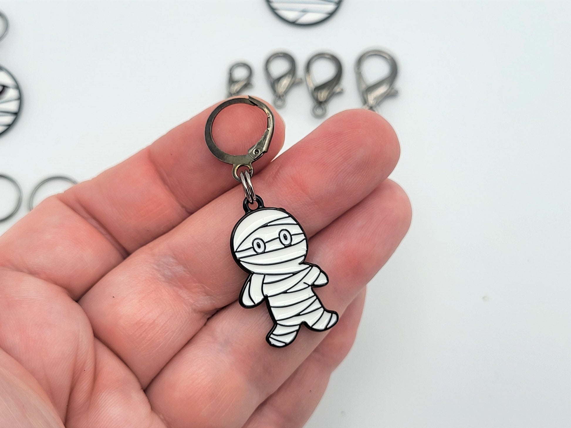Halloween Mummy Stitch Markers for Knitting 2pc | Crochet stitch marker, progress keeper, project bag charm, crochet accessory