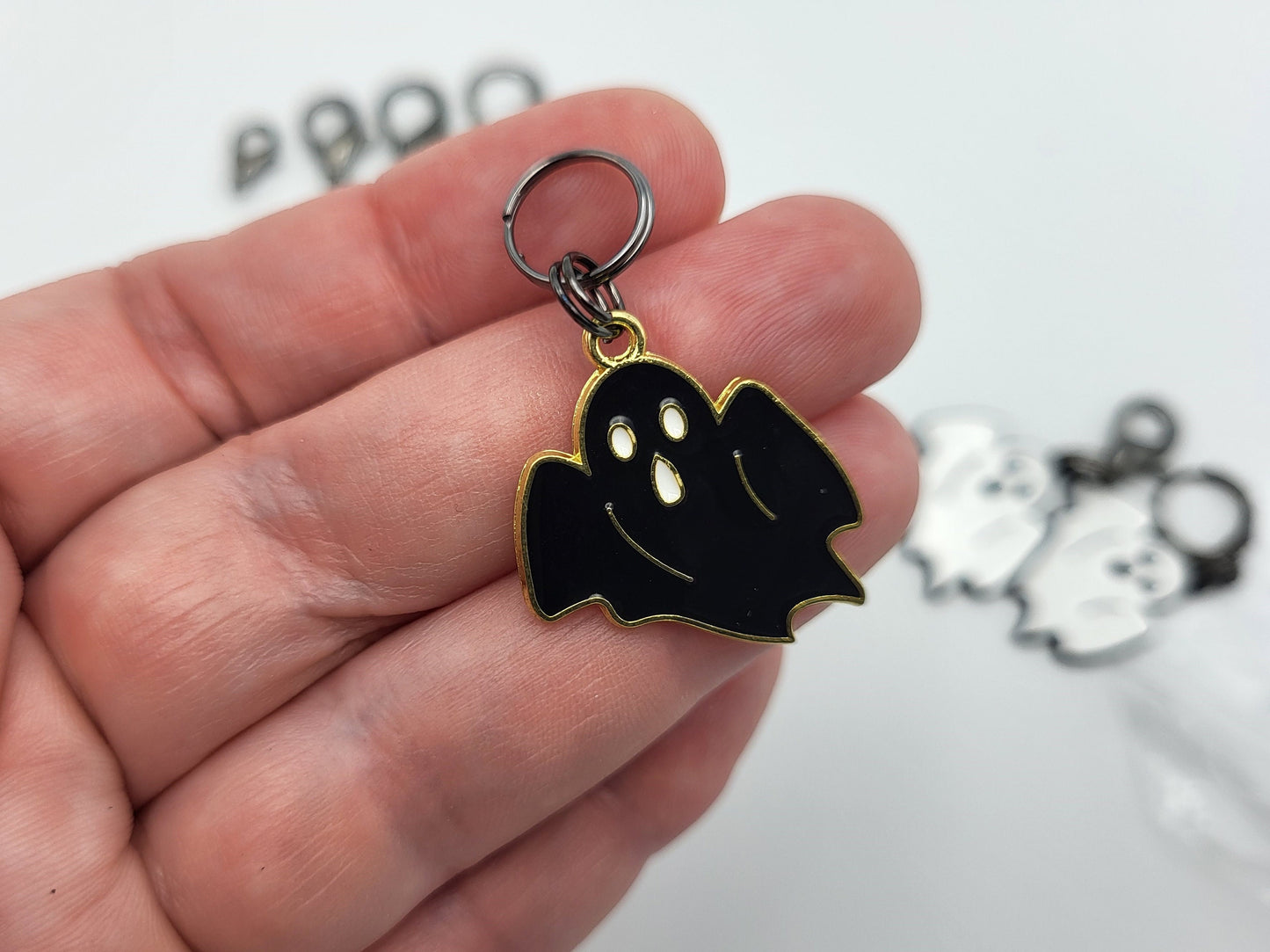 Halloween Ghost Stitch Markers for Knitting 2pc | Crochet stitch marker, progress keeper, project bag charm, crochet accessory