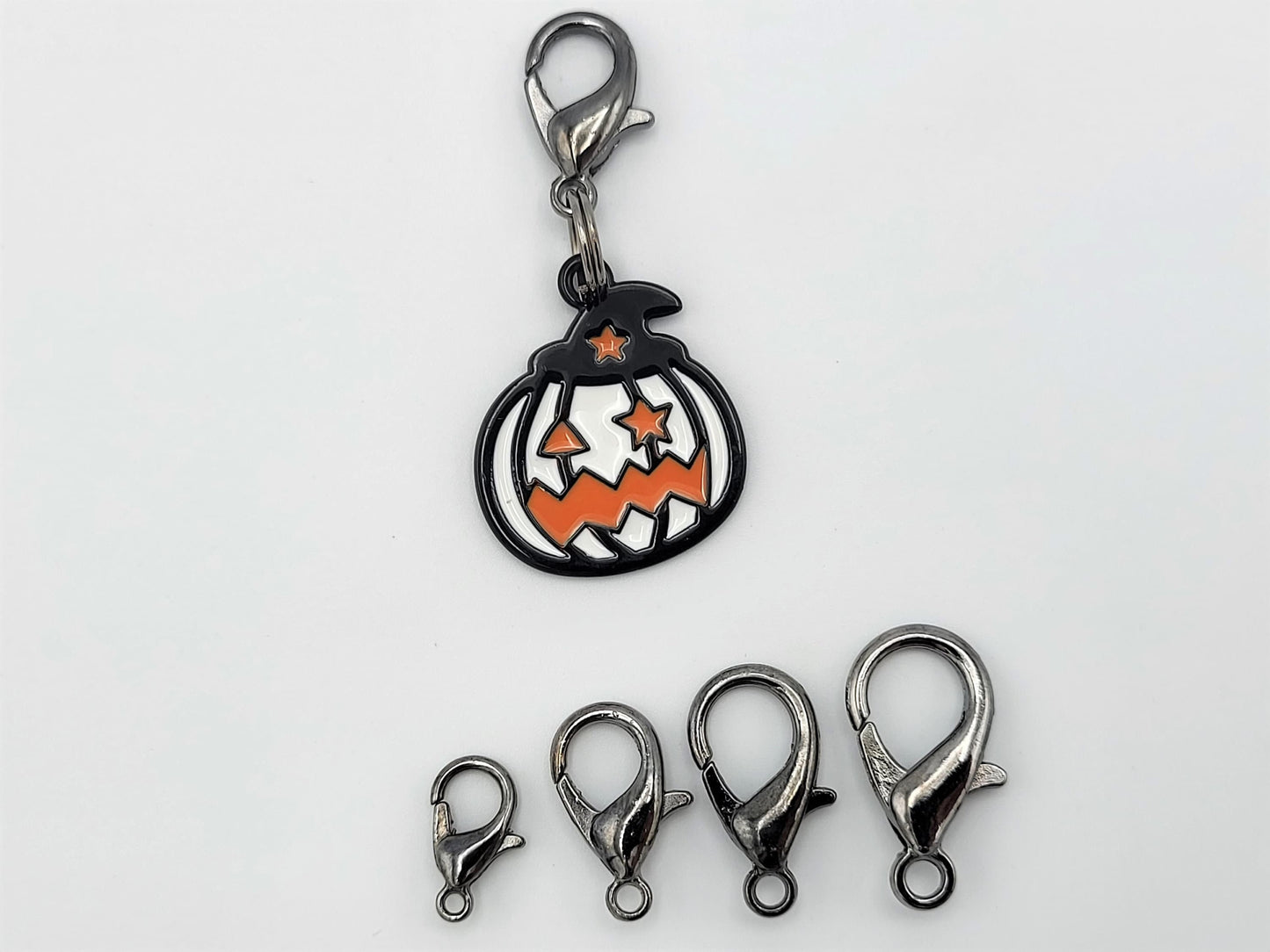 Halloween White Pumpkin Jack O' Lantern Stitch Markers for Knitting 3pc | Crochet stitch marker, project bag charm, crochet accessory