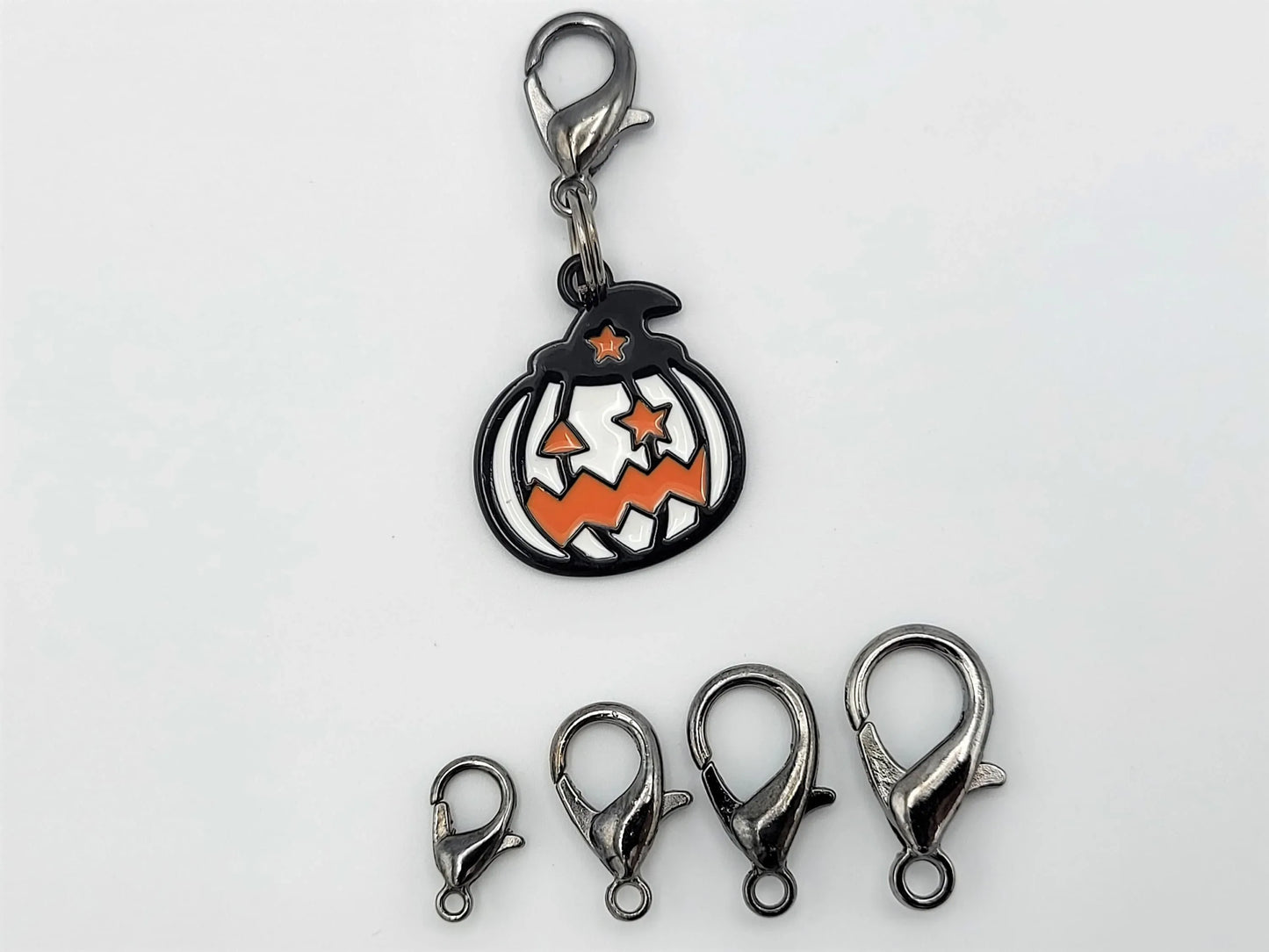 Halloween White Pumpkin Jack O' Lantern Stitch Markers for Knitting 3pc | Crochet stitch marker, project bag charm, crochet accessory