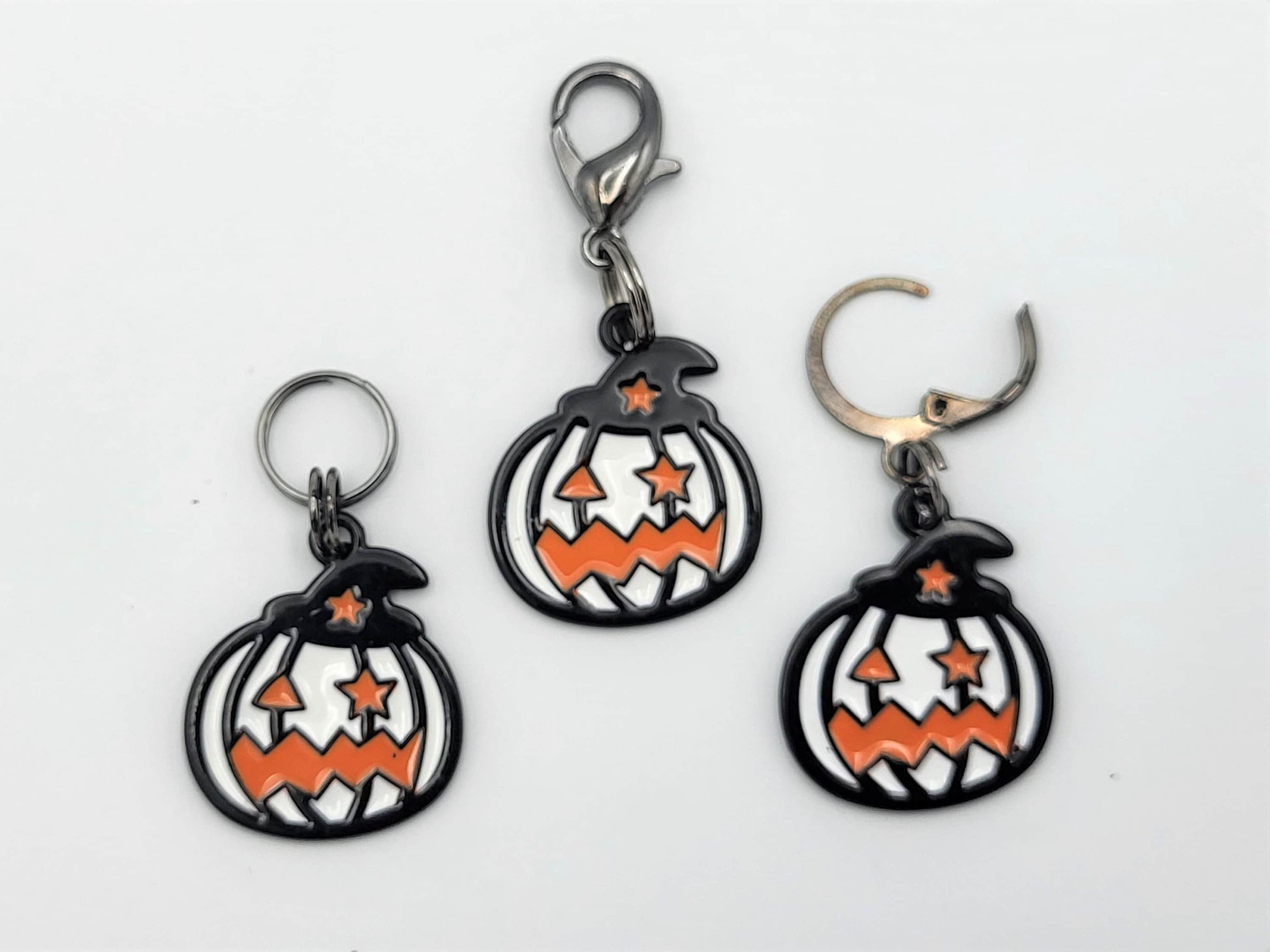 Halloween White Pumpkin Jack O' Lantern Stitch Markers for Knitting 3pc | Crochet stitch marker, project bag charm, crochet accessory