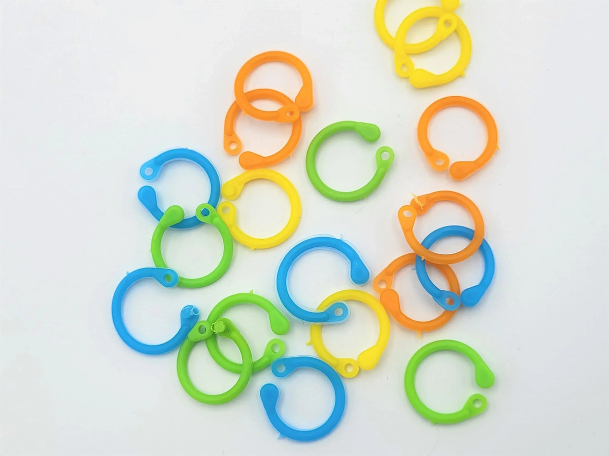 Stitch Markers for crochet and knitting, 20pc Soft Plastic Open Ring, mixed colors | snag free stitch marker, knitting accessories