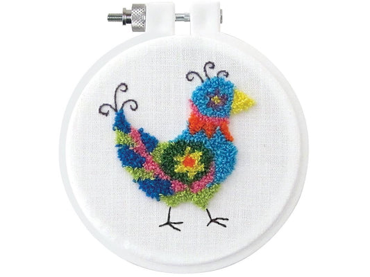 Beginner Punch Needle Kit 3.5" Round - Bird | easy DIY Craft Kit by Design Works