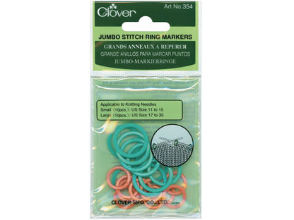 Clover Jumbo Stitch Ring Markers, 2 sizes, 20pc