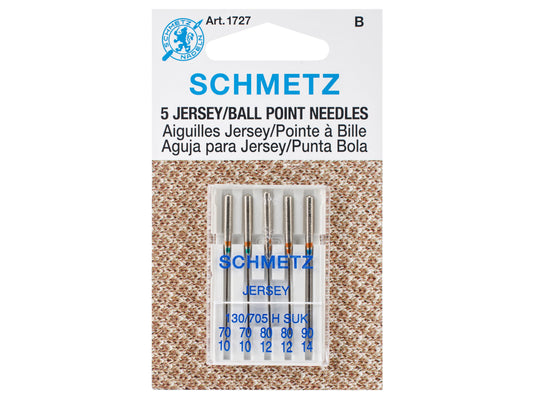 Schmetz Ball Point Jersey Machine Needles - 5pc - Sizes 10/70, 12/80, and 14/90