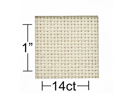 Woven fabric swatch with measurement label '14ct' on a white background