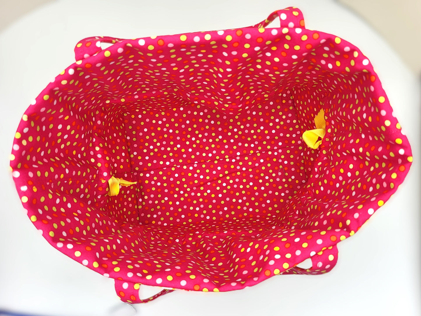 Fun Citrus print Drawstring tote bag, project bag for knitters, crocheters, and crafters