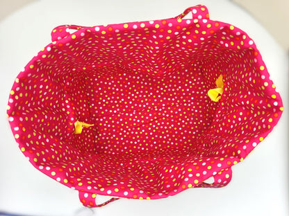 Fun Citrus print Drawstring tote bag, project bag for knitters, crocheters, and crafters