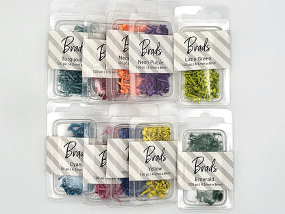 Brad fasteners, 4.5mm x 8mm, 100pc Matte coating, multiple colors | Scrapbooking and Cardmaking embellishments