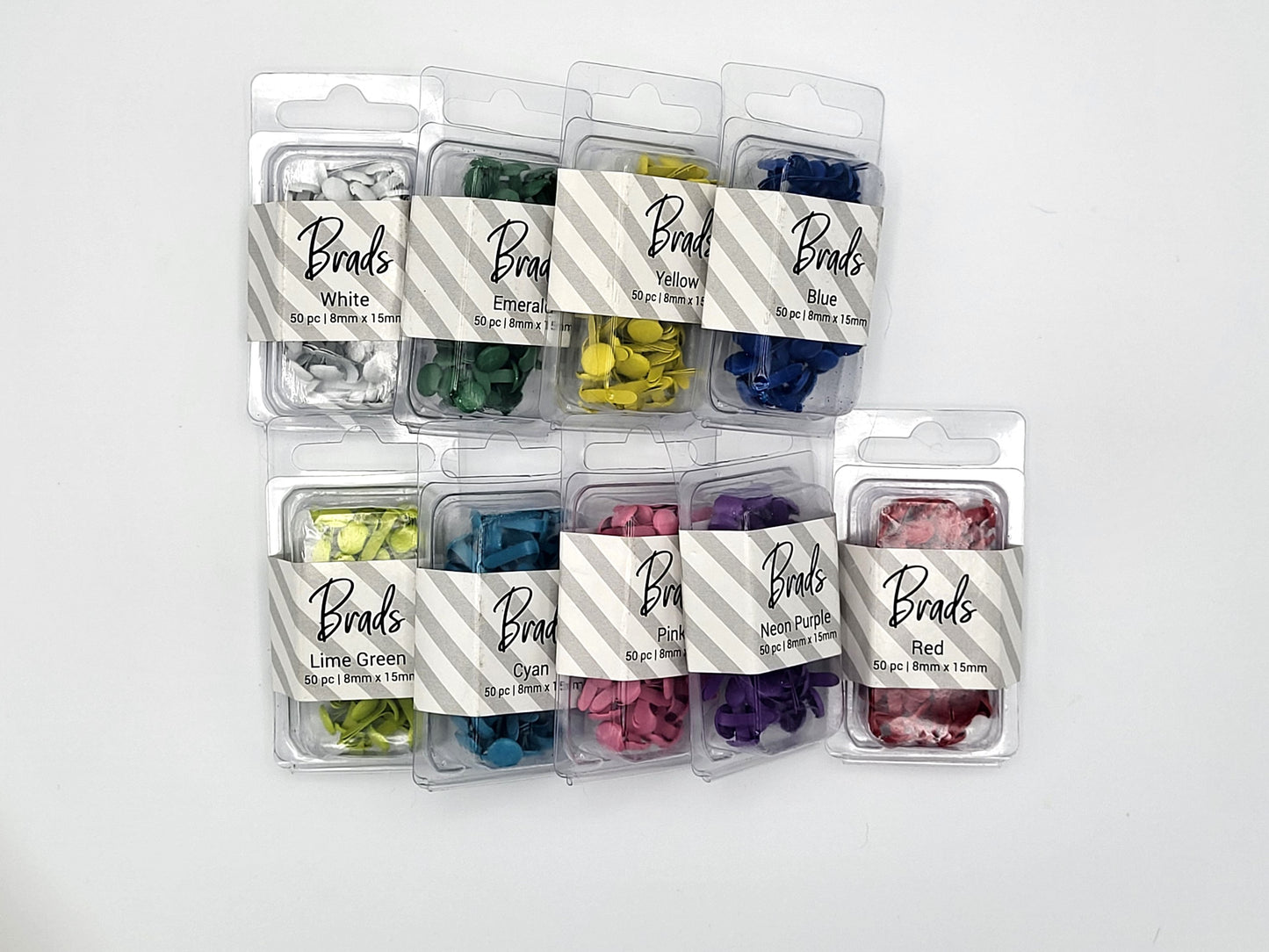 Brad fasteners, 15mm x 8mm, 50pc Matte coating, multiple colors | Scrapbooking and Cardmaking embellishments