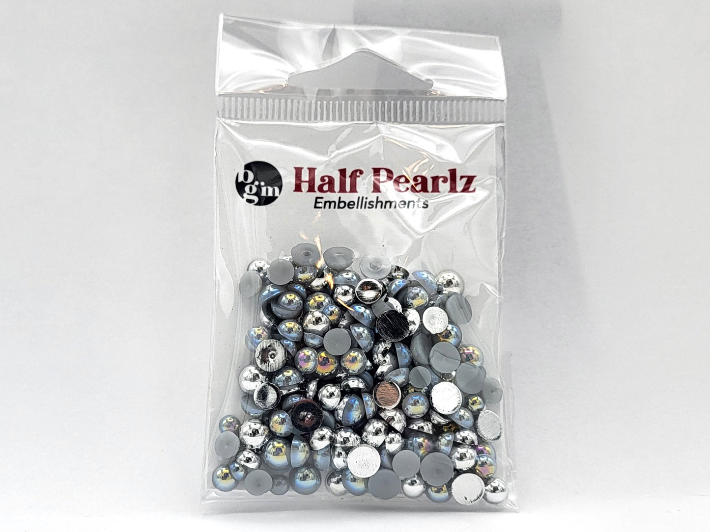 Buttons Galore AB Half Pearlz, round, iridescent, smooth finish for craft embellishments