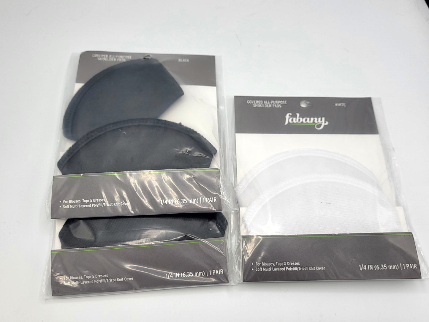 Covered Shoulder Pads by Fabany - Set-in and All-Purpose pads, set of 6