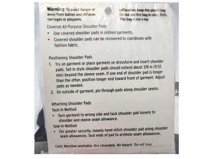 Covered Shoulder Pads by Fabany - Set-in and All-Purpose pads, set of 6