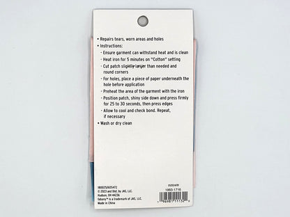 Set of 2 Iron-On Mending Fabric, 3pc 3"x8" Light colors - Fabany