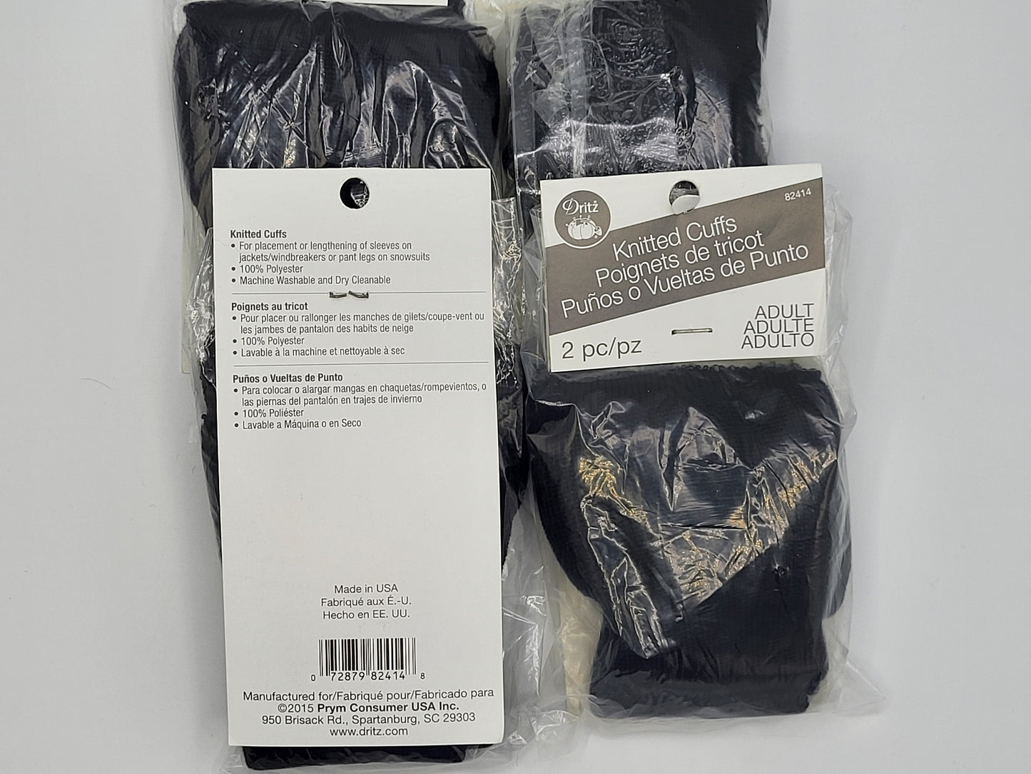 Black Knitted Cuffs, 2pc set of 4 packages, Dritz