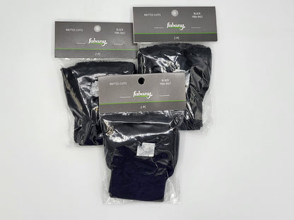 Black Knitted Cuffs, 2pc set of 3 packages, Fabany