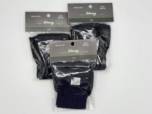 Black Knitted Cuffs, 2pc set of 3 packages, Fabany