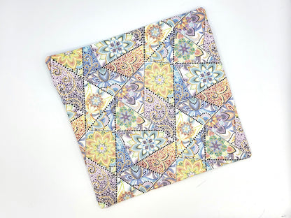 Mosaic Mandala Print Project Bag for Cross Stitch, Embroidery, and Sewing Notions Storage | 12x12" medium