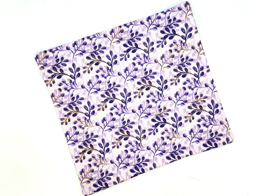 Purple Floral Print Project Bag for Cross Stitch, Embroidery, and Sewing Notions Storage | 12.25x11.25" medium