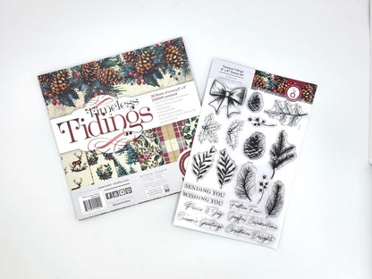 Christmas Paper Crafting 8"x8" cardstock and 6"x8" Stamp Set, Timeless Tidings