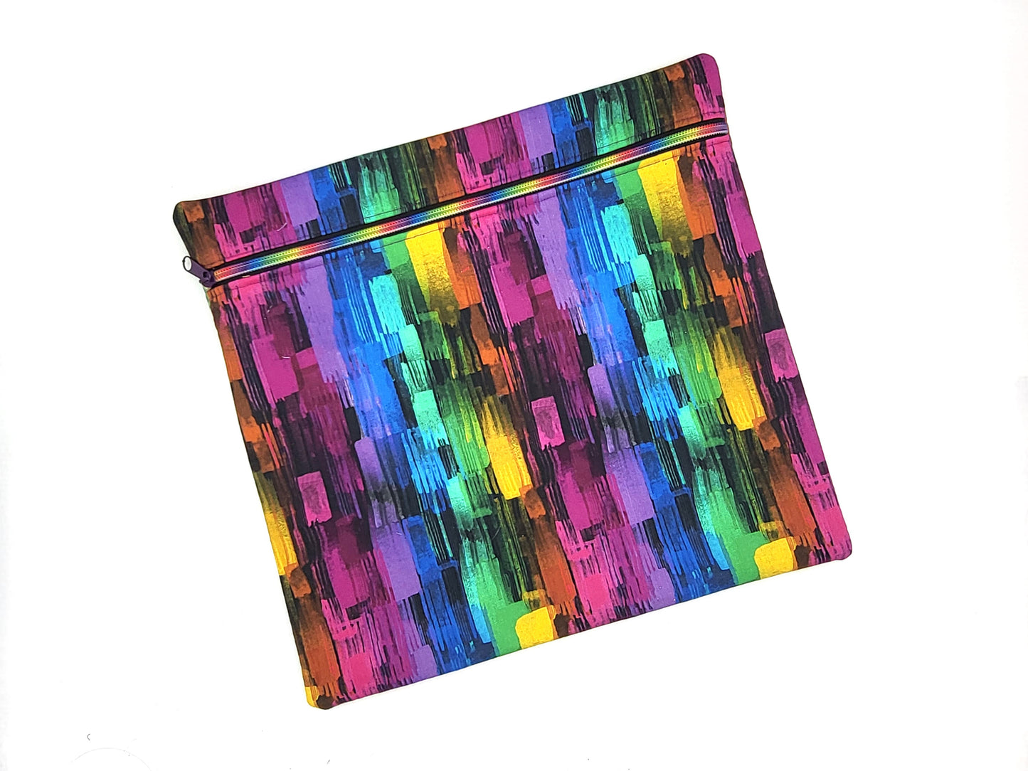 Color Stripes Print Project Bag for Cross Stitch, Embroidery, and Sewing Notions Storage | 13x12" medium