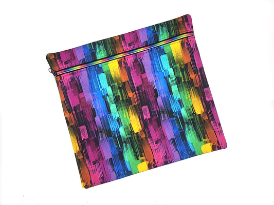 Color Stripes Print Project Bag for Cross Stitch, Embroidery, and Sewing Notions Storage | 13x12" medium