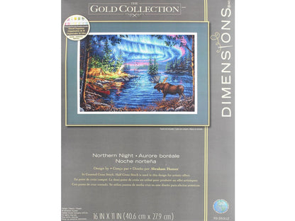 Dimensions Counted Cross Stitch Kit 16"x11", 16ct, Northern Night - #70-35312 Gold Collection