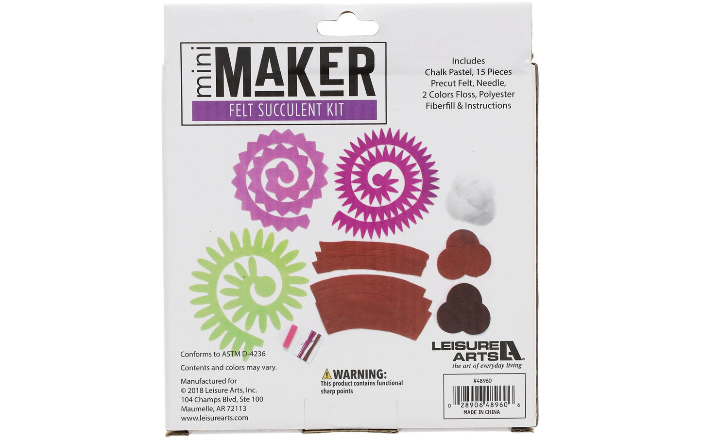 Felt Multi-color Succulent craft kit, Mini Maker, Leisure Arts