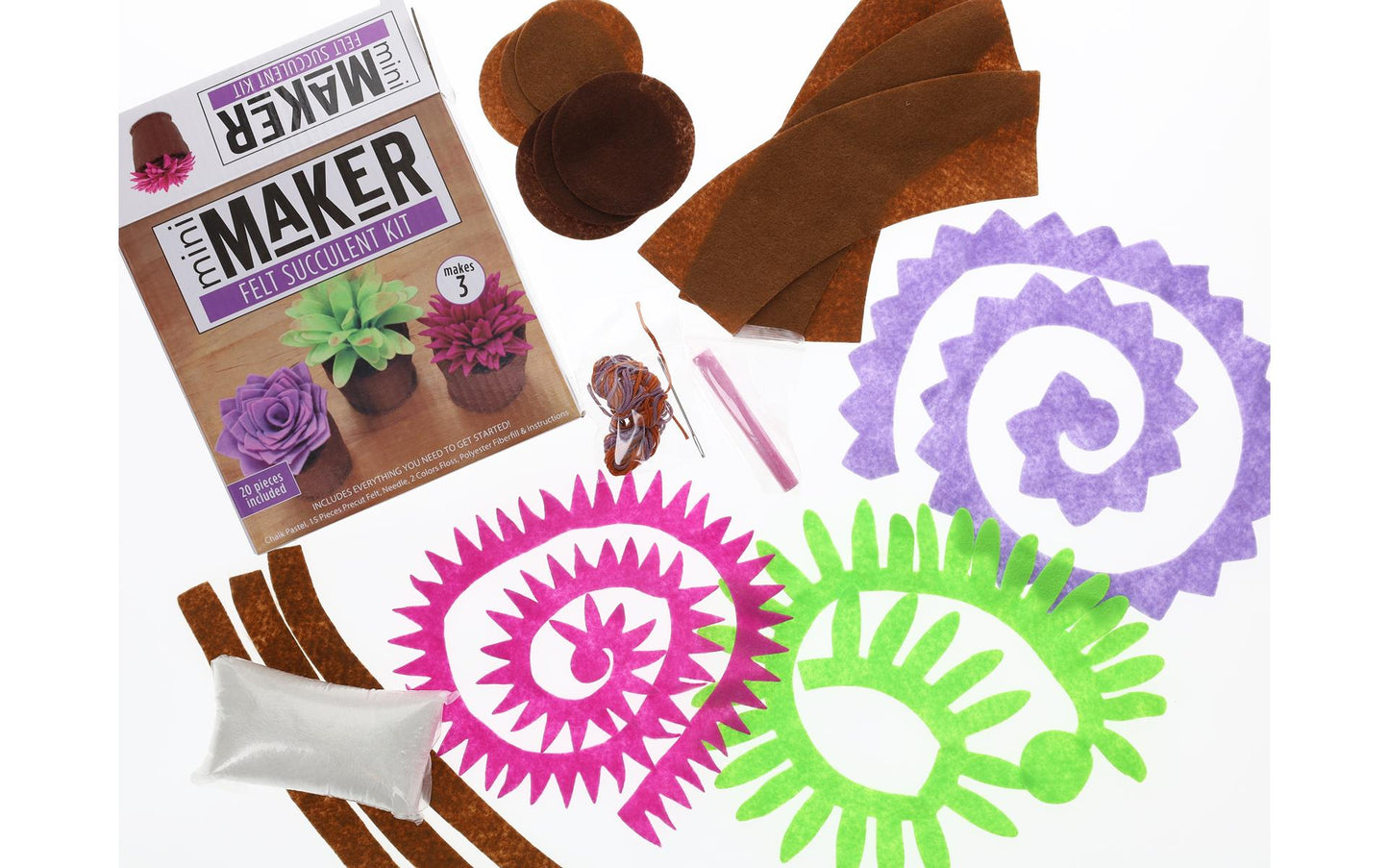 Felt Multi-color Succulent craft kit, Mini Maker, Leisure Arts