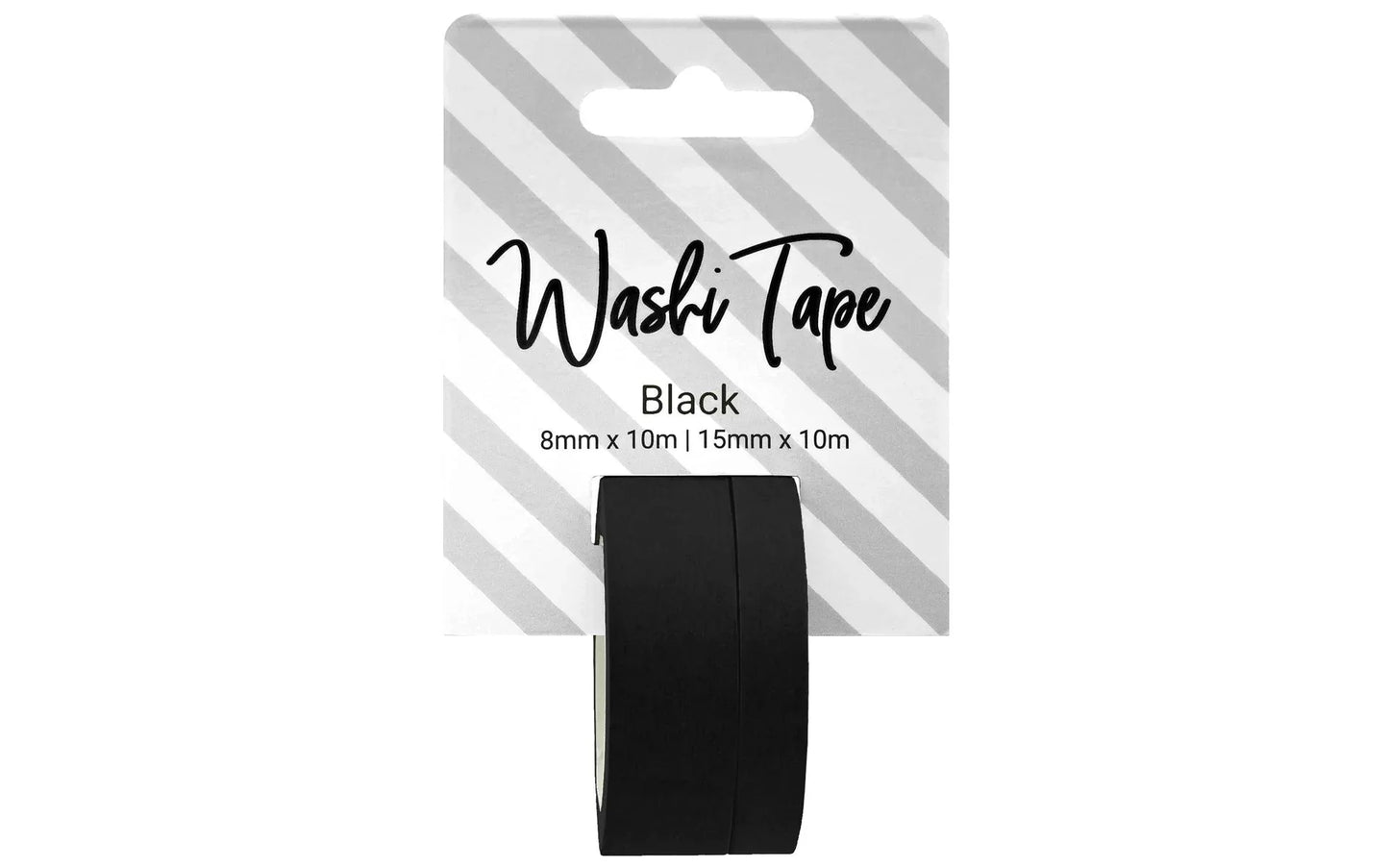Washi Tape 8mm & 15mm x 10m - Black