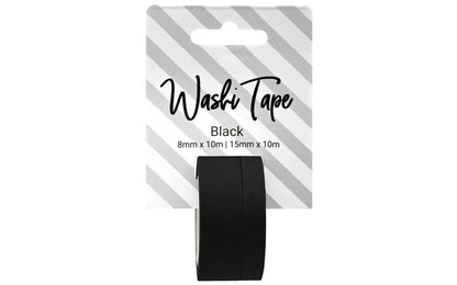 Washi Tape 8mm & 15mm x 10m - Black