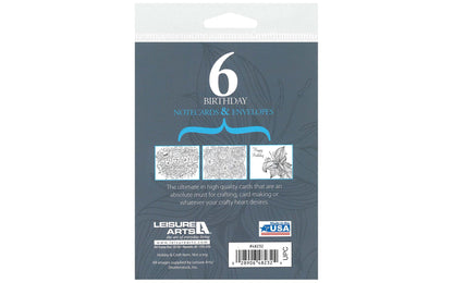 Birthday Coloring Cards for Adults - 6 Premium Cards & Envelopes